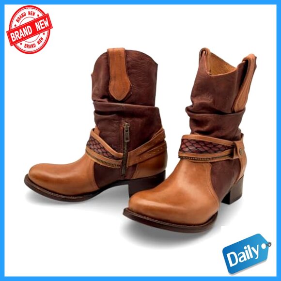 Genuine Leather Western Boots Vintage Elegant Feminine Statement Piece - Picture 5 of 6